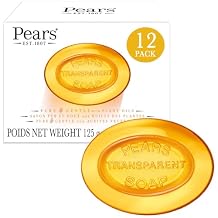 Pears Soap, Pure & Gentle with Natural Oils, 12-Pack Transparent Amber Glycerin Soap for Pampered, Glowing Skin, 4.4 Oz Ea