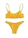 SweatyRocks Women's Sexy Bathing Suit Solid Color Halter Shirred Bikini Swimsuit Yellow S