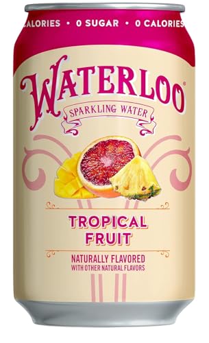 Waterloo Sparkling Water, Tropical Fruit Naturally Flavored, 12 Fl Oz Cans (Pack of 12) – Zero Calories and Zero Sugar or Sweeteners