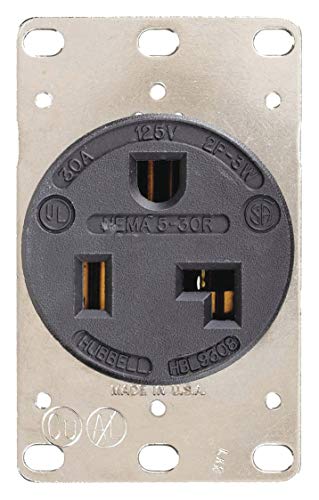 Hubbell HBL9308 2P3W, 30A 125V, 5-30R, Receptacle, black RTP, 5-30 NEMA