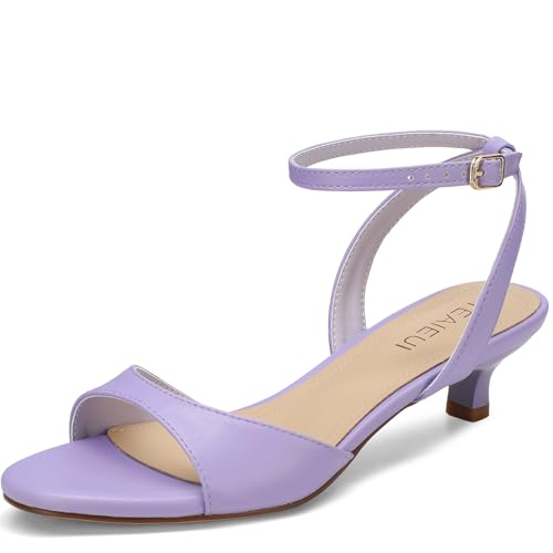 Women's Sandals Kitten Heels Low Strappy Heels Open Toe Ankle Strap Sandals for Women Party Wedding Dress Shoes