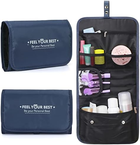 Unaone Hanging Toiletry Bag, Makeup Cosmetic Organizer for Women,Hanging Toiletry Bag with Detachable Pocket (Navy Blue)