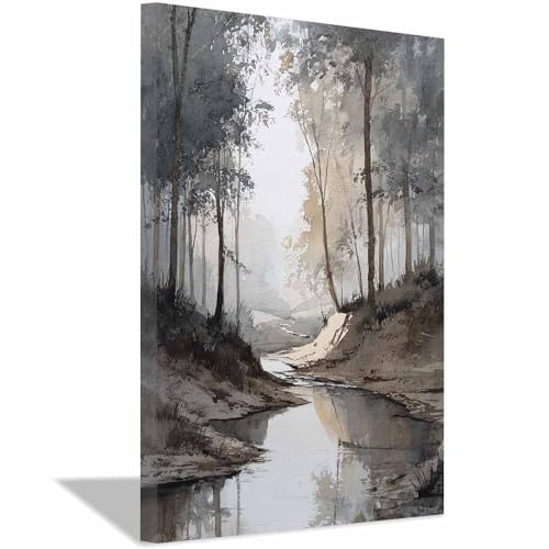 Posters et arts décoratifs ruisseau forestier brumeux tableau paysage aquarelle toile