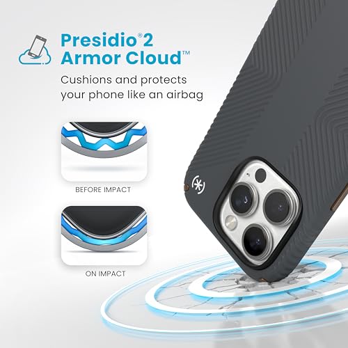 Image of Speck iPhone 16 Pro Case - Slim Phone Case iPhone 16 Pro - iPhone 16 Pro Phone Case - Presidio 2 Grip - Charcoal Grey /Bronze