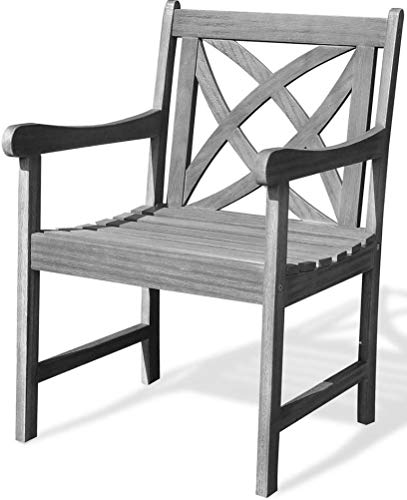 Renaissance Outdoor Patio Hand-Scraped Wood Garden Armchair #TOP13