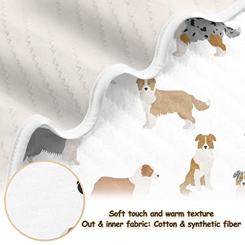 Image of Swaddle Blanket Australian Shepherd Dog Cotton Blanket for Infants, Receiving Blanket, Lightweight Soft Swaddling Blanket for Crib, Stroller, Nursery Blankets, 30x40 in