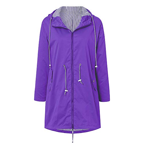 Chaqueta de lluvia para mujeres impermeable con capucha suelta en color púrpura talla S 5