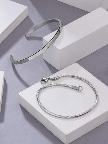 Yellow Chimes Kada Bracelets for Men | Fashion Silver Bracelet | Stainless Steel 2 Pcs Chain Bracelet For Boys| Hand Accessories for Men | Birthday Gift for Boys & Men Anniversary Gift for Husband 3 41f3Dpl0EGL. SL500