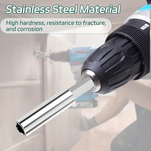 BEASAFY 4 Stück Bithalter Magnetisch, Schnellwechsel Bithalter 1/4\, Edelstahl Bit Verlängerung Magnetisch, Bohrerbitbefestigung