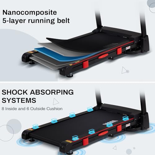 Image of ATEEDGE Treadmills for Home, 15% Auto Incline, 0.5-10 MPH, 18 inch Belt, 3 HP, 350lb Capacity, Foldable, Bluetooth App