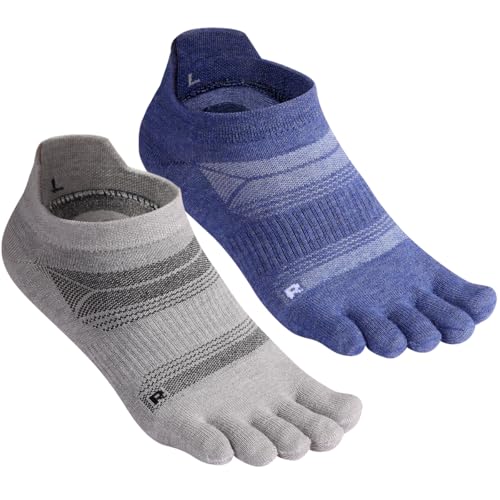Image of HABITER Merino Wool Toe Socks for Men & Women-50% Merino Wool,No Show,Lightweight,Arch Support Hiking Socks,Running,Long Walk