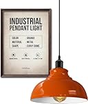 LEDSone Pendant Light Fitting Industrial 95cm Height Adjustable Metal E27 Holder Ceiling Hanging Pendant Lighting for Living Room Bed Room Dining Room Kitchen Hall Ways (Orange)