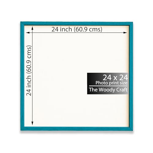 Image of Square Frame 24x24 Inch | Blue Photo Frame For Wall | Premium Wall Frame | Wooden Photo Frame For Modern Interiors | Rustic Big Photo Frames For Wall | Ideal Wooden Engraved Photo Frame