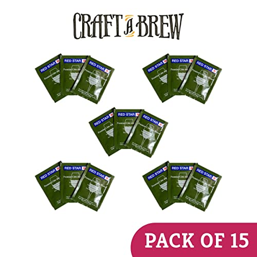 Craft A Brew - Red Star Premier Cote des Blancs Wine Yeast - Dry Wine Yeast - For Fruity & Aromatic White Wines, Hard Ciders - Ingredients for Home Fermenting - Wine Making Supplies - 15 Pack
