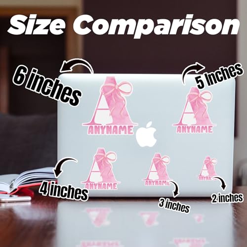 Haddegift HADDEGIFT2024 Custom Name Sticker Personalized Bow Pink Coquette Name Stickers Girls Name Decals Waterproof Vinyl Stickers For Water Bottle, Kindle, Tumbler, Phone Case thumb #5