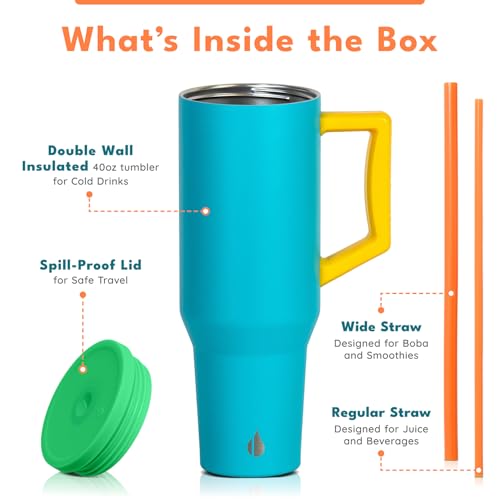 Image of Elemental Spill Proof 40oz Insulated Tumbler with Handle & Straw Travel Mug