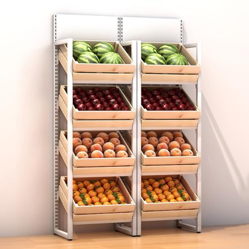 NEVKA 4 Layer Supermarket Snack Basket Shelf 2 PCS, Kitchen Freestanding Fruit Vegetable Display Rack, Retail Stores/Grocery Store Onion Potato Holder Organizer (Color : White, Size : 2 Packs)