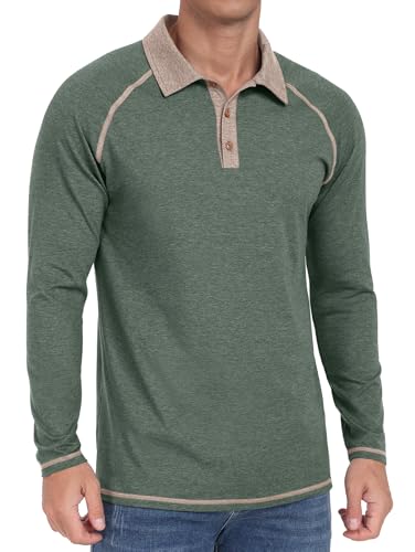 Sailwind Mens Long Sleeve Polo Shirts Cotton Fashion Casual Raglan Golf Shirts