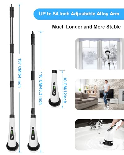 Image of Electric Spin Scrubber, Leebein Cordless Cleaning Brush with 8 Replaceable Brush Heads, Tub and Floor Tile 360 Power Scrubber Dual Speed with Adjustable & Detachable Handle for Bathroom Kitchen Car