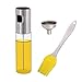 Produktbild KWOKWEI Öl Sprühflasche, 100ml Sprayer Ölspender aus Edelstahl und Glas, Öl Auslöser/Olivenöl Glasflasche mit Bürste, Transparent Ölsprüher/Öl-Sprayer Spender mit Trichter für BBQ, Kochen, Grillen
