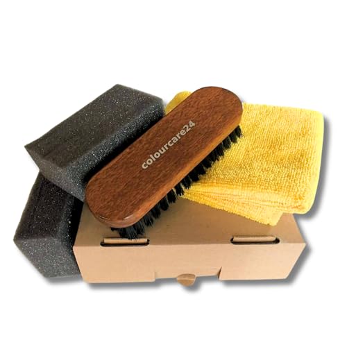 Mycolourcare Kit Accessori Detailing - Lavaggio Profondo per Interni in Pelle Tessuto Spazzola,Panno Microfibra,spungette per Auto Divano Barca Scarpe