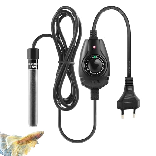 PYPABL Chauffage Aquarium 15W 25W 35W Super Mini, Chauffage Réglable pour Petit Aquarium 1-35L, avec Contrôleur Externe, Petit Chauffage pour Bols à Poisons...