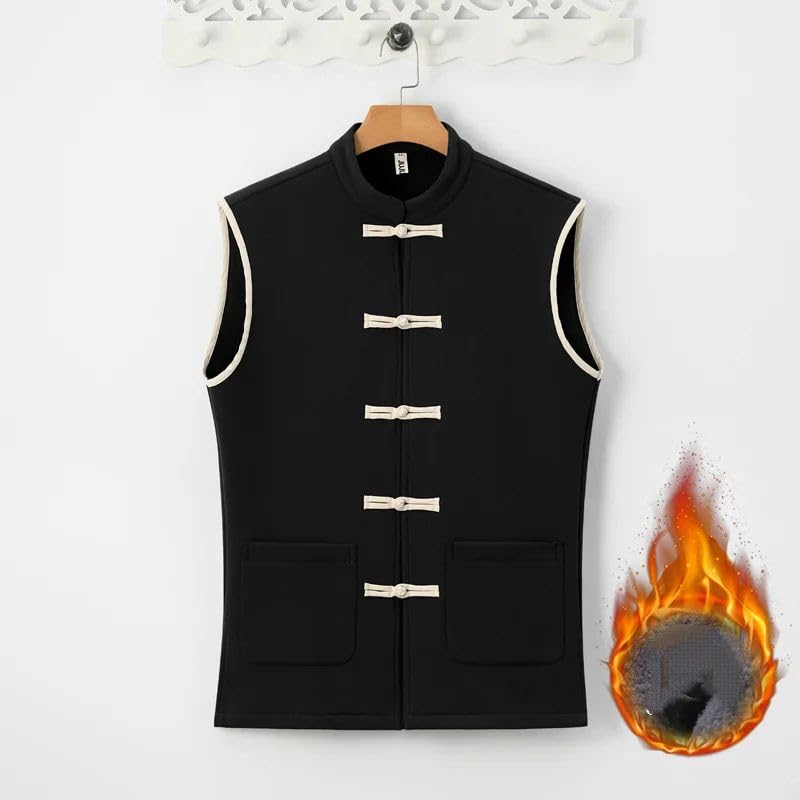 Chaleco Hanfu de hombre de lino algodón tradicional acolchado invierno 5