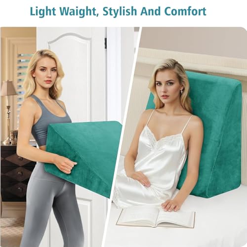 Image of Rosebell Cushion for Sleeping & Acid Reflux Relief, Medium Firm & High Resillience, Orthopedic Wedge Cushion for Leg Elevator Pregnancy GERD Pack of 1 Green Color