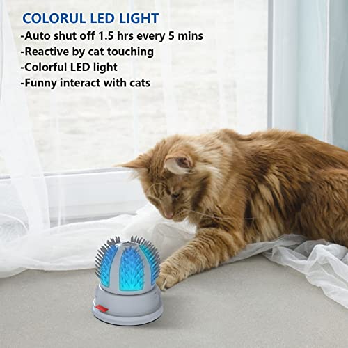 Image of Brrnoo Automatic Cat Self Groomer with 2 Speed Rotating Brush, Smart Interactive Cat Massager with Color Changing LED Light and Catnip, Wall Mounted Design for Indoor Cats