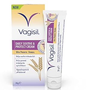Vagisil Daily Soothe and Protect Cream For Women, Sensitive Skin With Natural Prebiotic Oatmeal, Gentle Formula for Daily Use, Fragrance Free, 30 g
