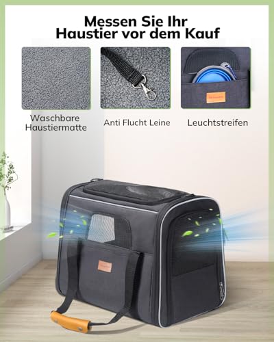 Morpilot Hundetragetasche Katzentragetasche, Haustiertragetasche, Faltbare Transporttasche Transportbox mit Schultergurt und Faltbare Hundenapf für Hunden oder Katzen