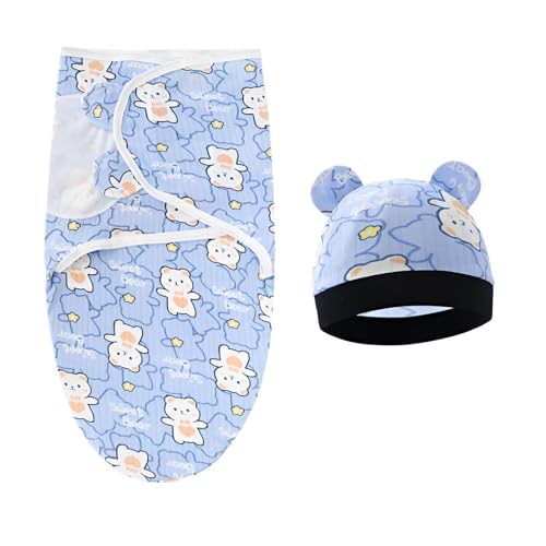 HTRTRR Baby Pucksack, 0-3 Monate, Blau mit Bärenmuster, 100%...