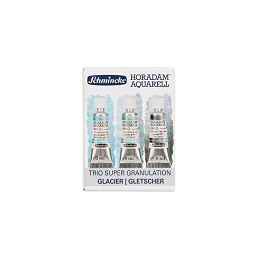 Schmincke Horadam Aqua Glaciar, Super Granulation Trio Glacier, tubos de 5 ml, 74 616 097, juego de cart?n, tonos de granulaci?n muy fuertes, mejores pinturas de acuarela supergranulaci?n