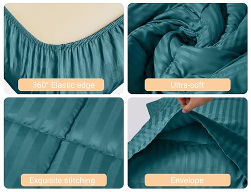 Image of ZPECC Toddler Bedding Set - 4 Piece Hypoallergenic Baby Crib Bedding Set for Boys and Girls, Includes Toddler Comforter, Flat Sheet, Fitted Sheet and Pillowcase, Teal