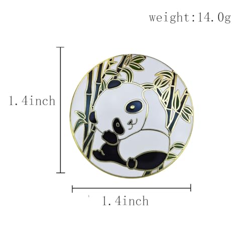 Image of Panda Enamel Pins with Bamboo Design, Cute Cartoon Lapel Panda Pins for Women and Girls