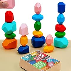 Faerly® 20 teilig Stapelsteine Balanciersteine für Kinder - Montessori Spielzeug ab 2 3 4 5 6 Jahre Holz Lernspielzeug Bausteine Holzspielzeug Stapeln Holzspielzeug