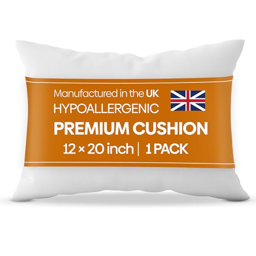 Oliver Bedding Hypoallergenic Premium cushion inserts 1 pack Hollowfibre Stuffed Square Cushion Pillows for Sofa and Bed Comfortable Anti Allergenic Pad Stuffer Insert Square Pillow (12 x 20)
