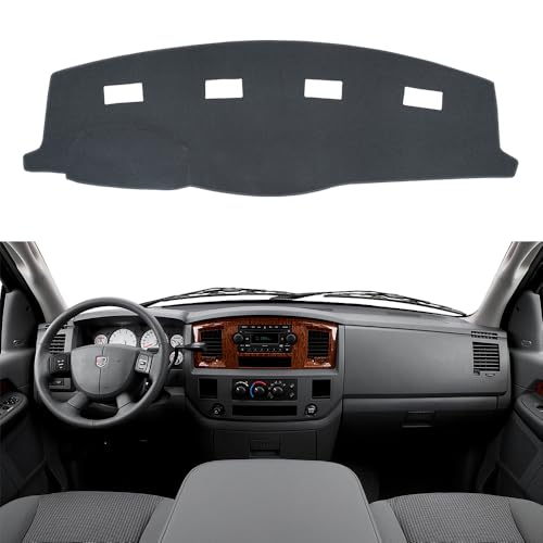 BLIBLIUNIT Dashboard Cover Dash Mat Pad Custom Fit for 2006-2008 Dodge Ram 1500 2500 3500,2009 Ram 2500 3500 4500 5500,2010 Ram 4500 5500 Without Cutout for Dash Speakers (06-08 Dark Gray)