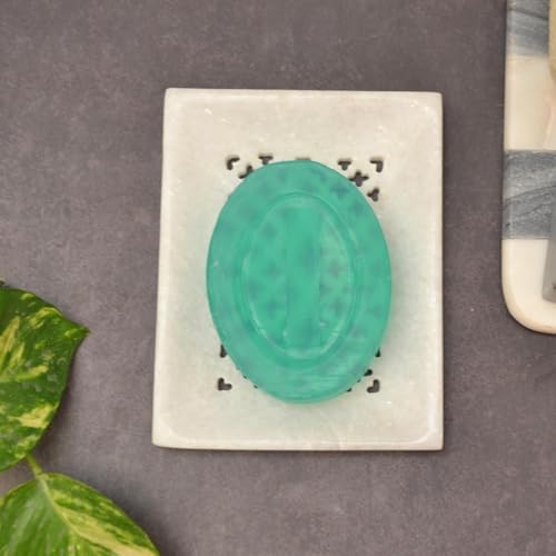Image of Natural Marble Stoneware Soap Dish jaali Bathing Accessories Holder for Bathroom, Kitchen, Bathtub, Wash basins (SoapDish-11)