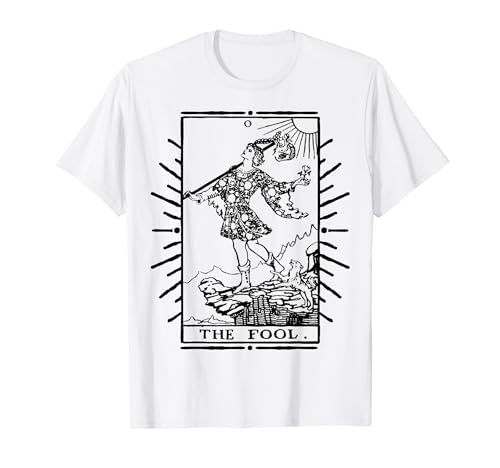 T SHIRT TAROCCHI VINTAGE CARD, LA FOOL CARD, OCCULT, TAROCCHI Maglietta
