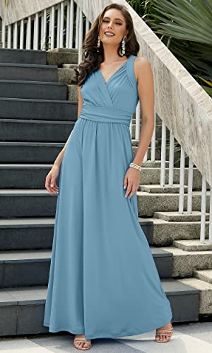Image of KOH KOH Womens Long Sleeveless Flowy Bridesmaid Cocktail Evening Gown Maxi Dress