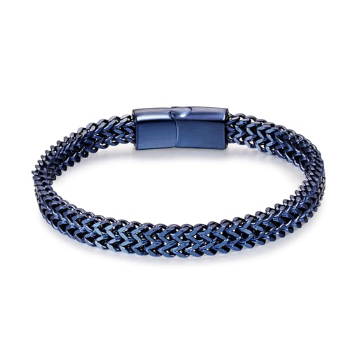 Mens Bracelet-Stainless Steel Magnetic Clasp Franco Chain Bracelets for Men