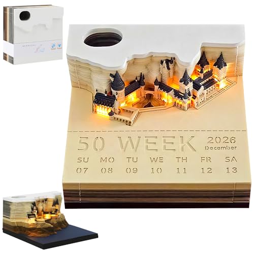 Calendario de escritorio 2026 creativo para ver nacer un castillo 3D con luces