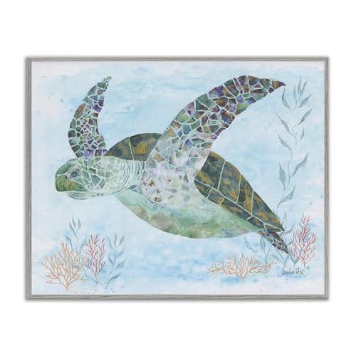 'Mosaic Tortoise Underwater'| Framed Giclee Art