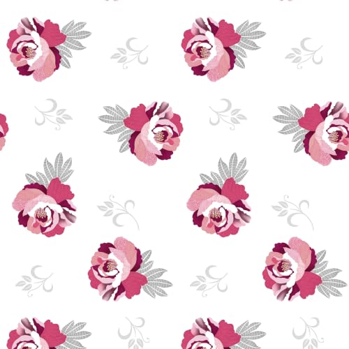 Image of LORETO - A QUALITY LINEN BRAND 210 TC 100% Pure Cotton Double /Queen Fitted Bedsheet with 2 Pillow Covers for 78 x 60 Inch Mattress, All-Around Elastic, 8 Inch Deep Pocket, Wine & Pink Floral