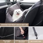 NexHome Dog Car Seat, Dog Beds for Small Dogs, Waterproof Dog Booster Seat for Car with Storage Pockets, Clip-On Safety Leash Pet Car Seat Puppy Travel Carrier Bed Up to 25lbs,Gray