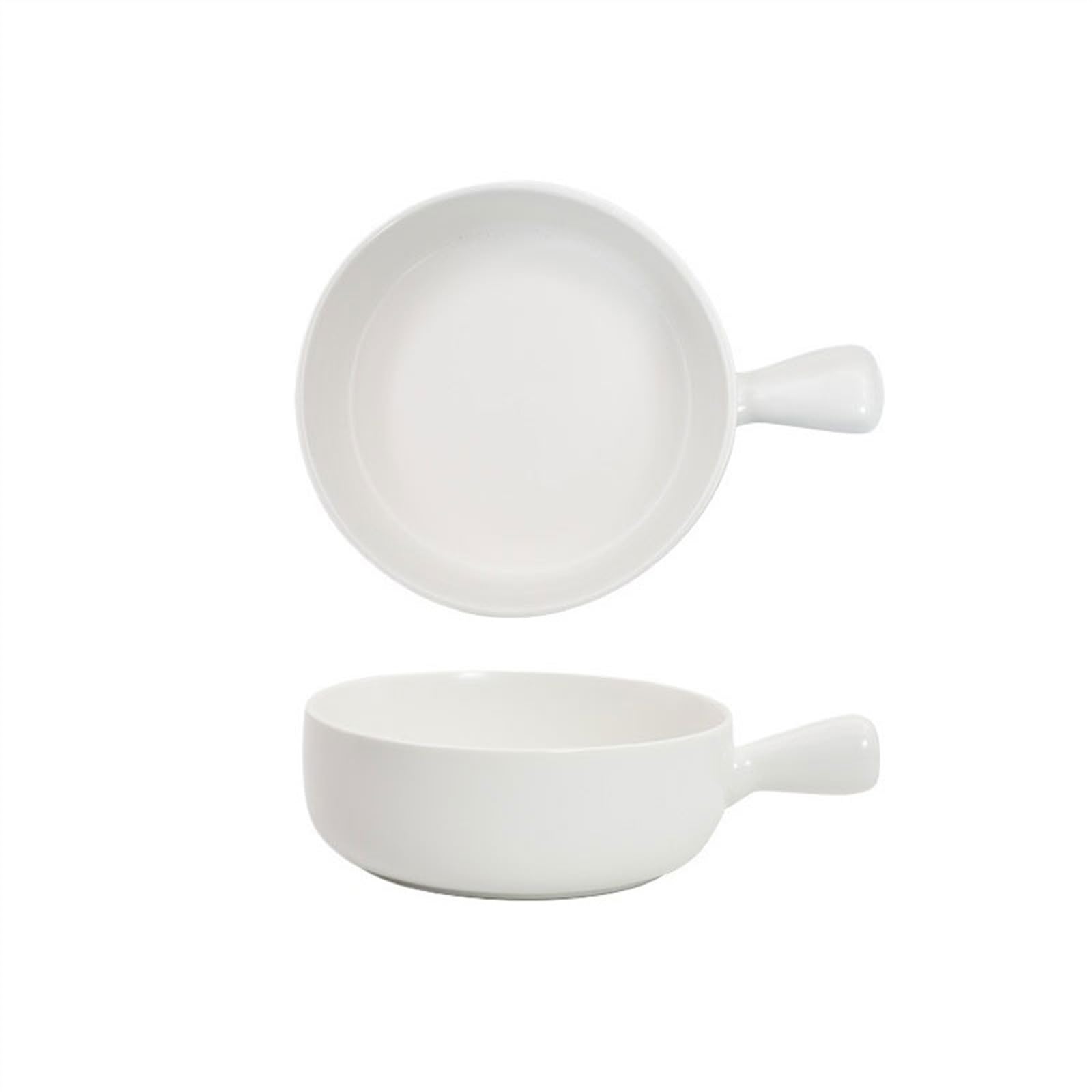 OLSKFUH Kitchen 500Ml Oven Baked Rice Bowl Ceramic Fruit Salad Baking Single Handle Pan Household Breakfast Plate Cooking,White