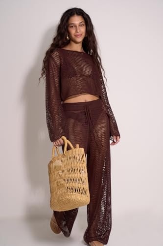 Gottex Women's Life Long Sleeve Textured Beach Top-One Size Fits Most, Open-Knit Crochet Design3