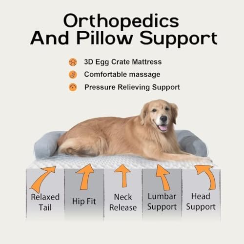 Large Dog Bed Orthopedic Washable — top-down angle highlighting key features