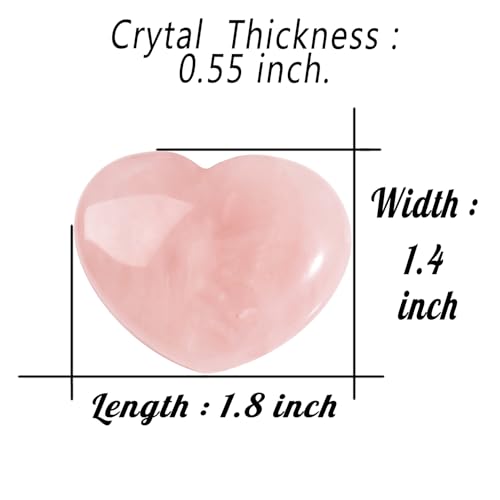 AWARDSEN 45 mm Rose Quartz Crystal Heart, Big Healing Crystals Stone, Natural Love Hearts Gemstones, Pocket Palm Stones for Anxiety Relief, Crystal Gifts for Women, Valentines Day Gifts for Her - Image 4